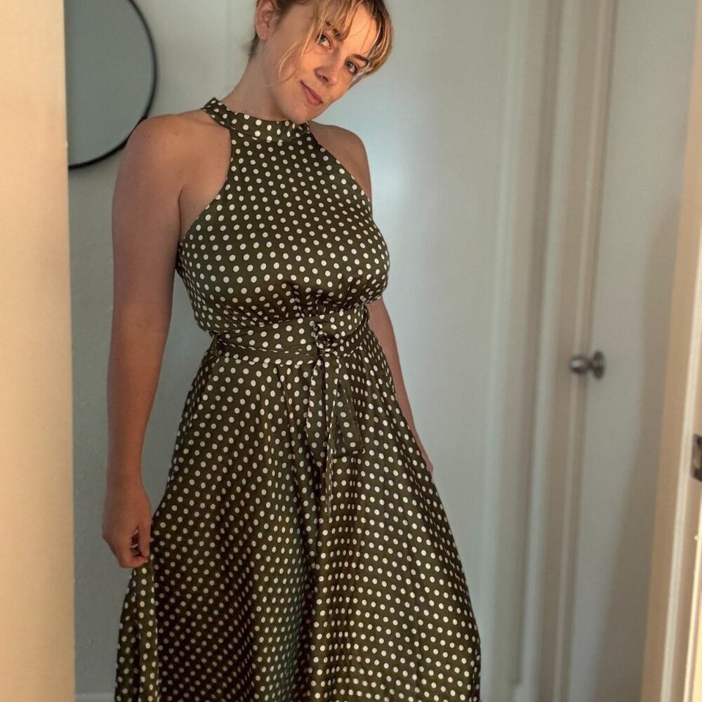 Rare Green Silk Polkadot Dress